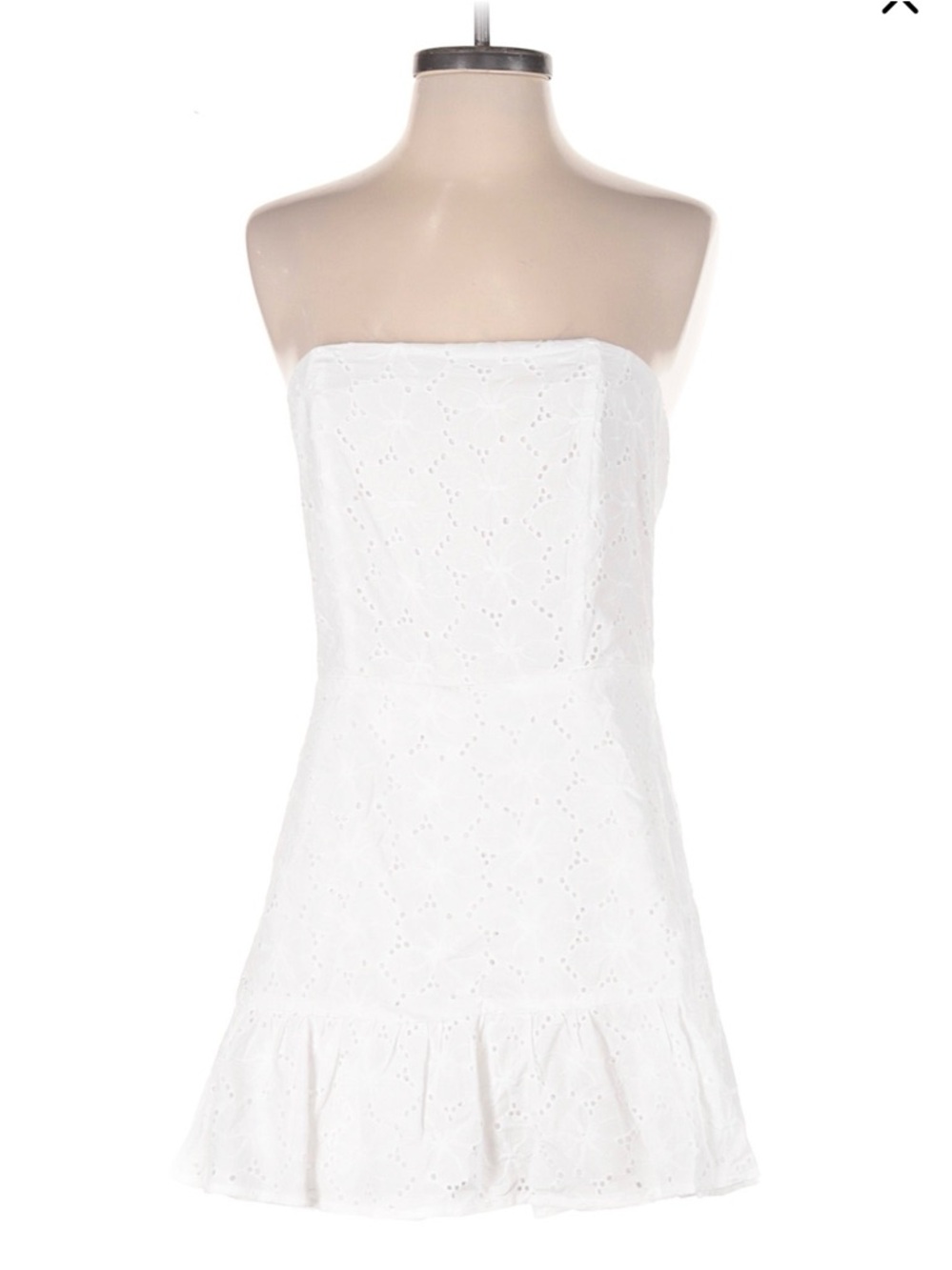 Altar'd State White Strapless Eyelet Ruffle-Hem Dress